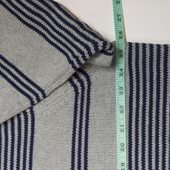 CHAPS Men's Oversized Sweater Size XXL Gray Blue Striped Embroidered Logo NEW - Picture 5 of 13